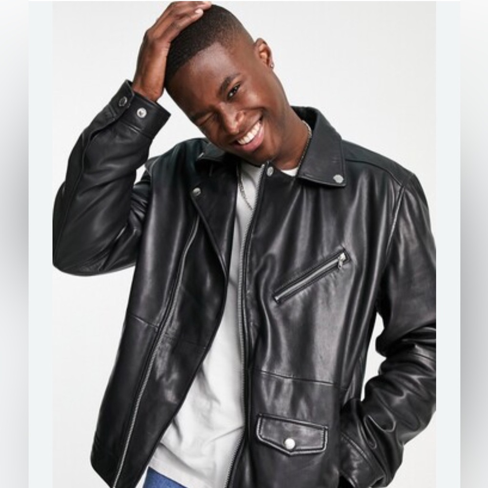 Barneys New York Black Lightweight Motorcycle Jacket